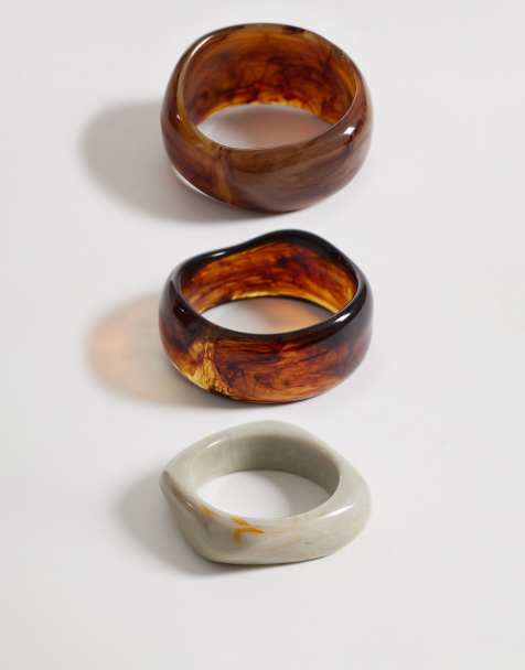 ASOS DESIGN - Lot de 3 joncs en résine - Ambre et marron - view 1