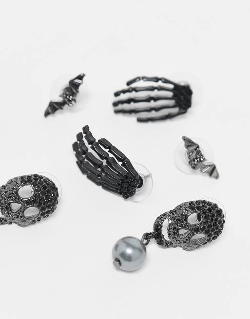 ASOS DESIGN - Lot de 3 paires de boucles d'oreilles squelettes et chauves-souris, 3 de 3