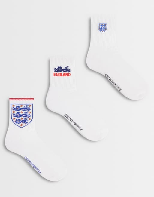 ASOS DESIGN - Lot de 3 paires de chaussettes à imprimé England World Cup - Multicolore