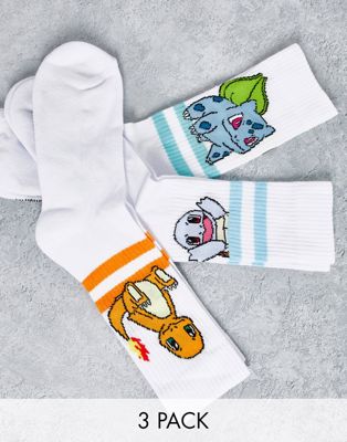ASOS DESIGN - Lot de 3 paires de chaussettes à motifs Pokémon | ASOS