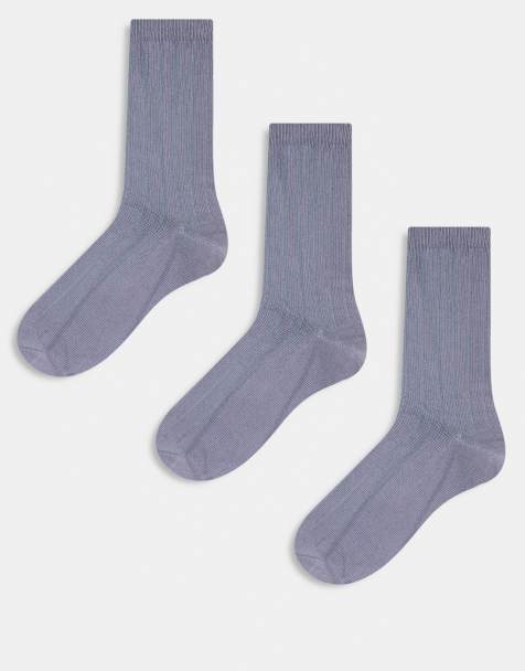 ASOS DESIGN - Lot de 3 paires de chaussettes côtelées - Gris - view 1