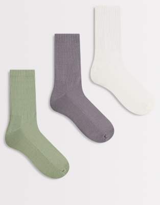 ASOS DESIGN - Lot de 3 paires de chaussettes de sport - Multicolore