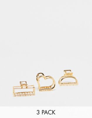 ASOS DESIGN pack of 3 mini metal hair claws in gold tone - ASOS Price Checker