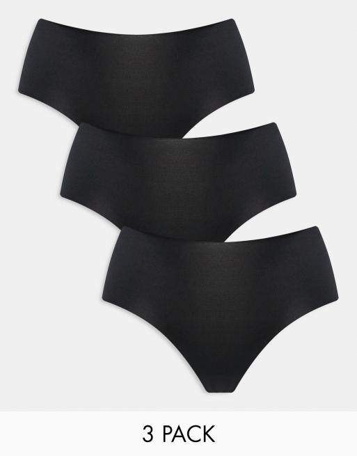 ASOS DESIGN - Lot de 3 shorties taille basse anti-démarcations - Noir