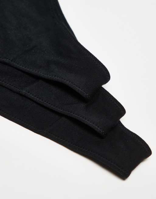ASOS DESIGN - Lot de 3 strings coupe tanga en coton - Noir, 3 de 3