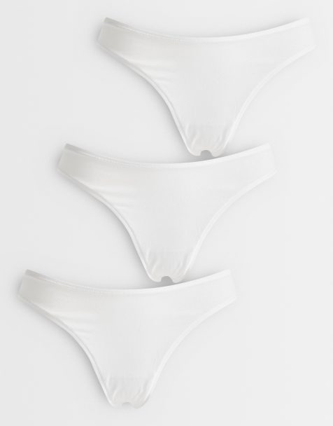 ASOS DESIGN - Lot de 3 strings en coton - Blanc - view 1
