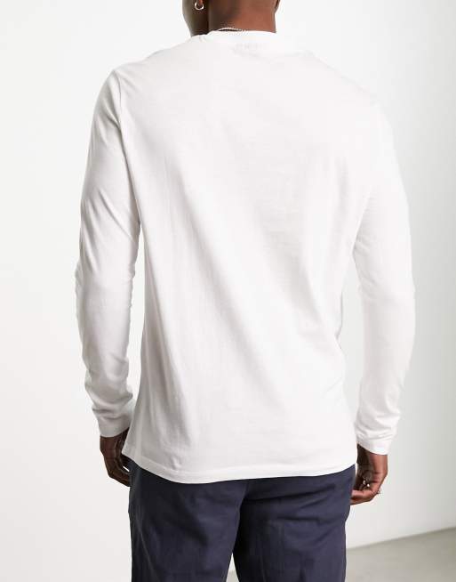 ASOS DESIGN - Lot de 3 t-shirts ras de cou à manches longues - Bleu délavé, blanc et bleu, 3 de 4