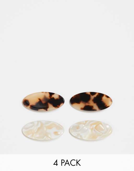 ASOS DESIGN - Lot de 4 barrettes avec détail en émail - Multicolore