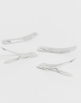 Carrées DesignLot Asos Argenté De 4 nbsp;barrettes OTwPulikXZ
