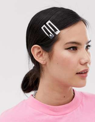 Carrées DesignLot Asos Argenté De 4 nbsp;barrettes OTwPulikXZ