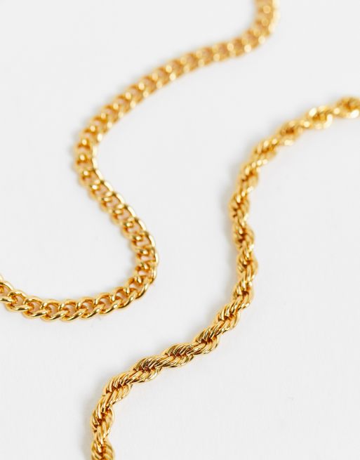 ASOS DESIGN - Lot de 4 bracelets à chaînes fines en plaqué or 14 carats, 3 de 4