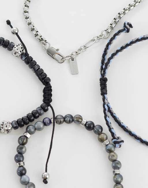 ASOS DESIGN - Lot de 4 bracelets à perles et pierres - Multicolore, 3 de 3