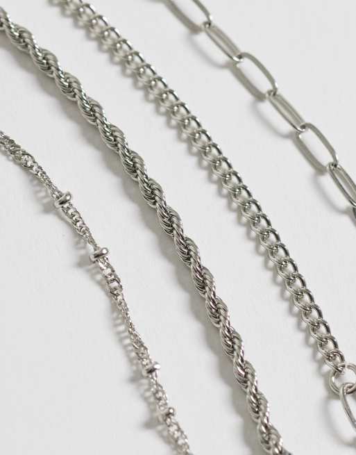 ASOS DESIGN - Lot de 4 bracelets chaîne fins - Argenté, 3 de 3