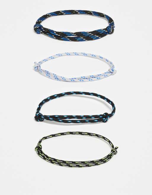ASOS DESIGN - Lot de 4 bracelets coulissants en cordon - Multicolore
