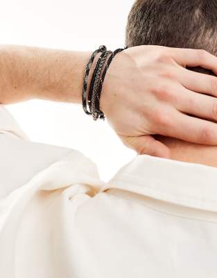 ASOS DESIGN - Lot de 4 bracelets de festival en corde - Noir