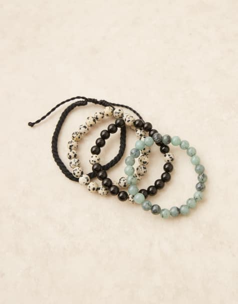 ASOS DESIGN - Lot de 4 bracelets en perles et cordon - Multicolore - view 1