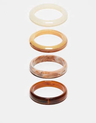 ASOS DESIGN - Lot de 4 bracelets joncs en résine - Multicolore