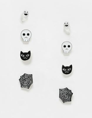 ASOS DESIGN - Lot de 4 paires de boucles d'oreilles fantaisie-Multicolore