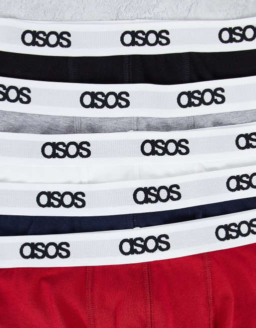 ASOS DESIGN - Lot de 5 boxers à taille griffée, 3 de 4