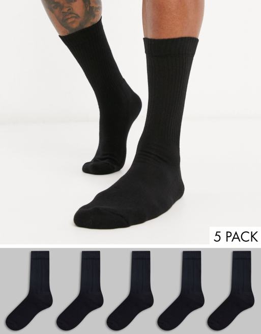 ASOS DESIGN - Lot de 5 paires de chaussettes - Noir - Économie