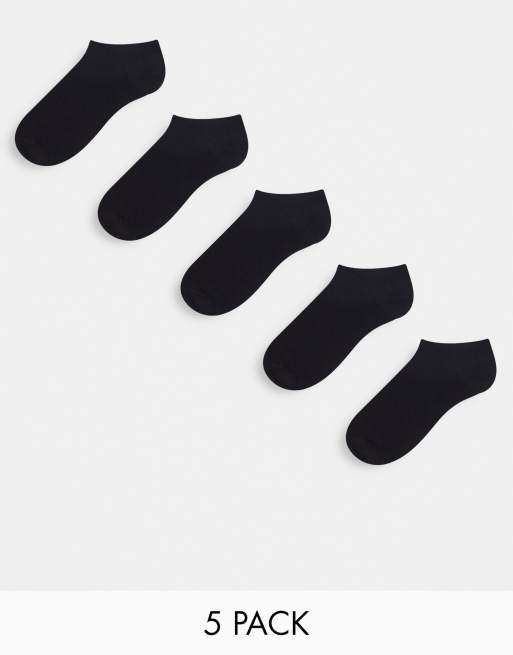 ASOS DESIGN - Lot de 5 paires de socquettes de sport - Noir