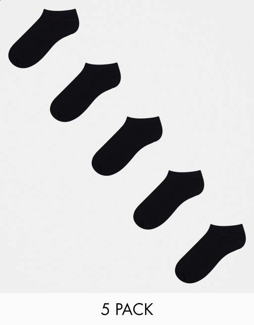 ASOS DESIGN - Lot de 5 paires de socquettes de sport - Noir