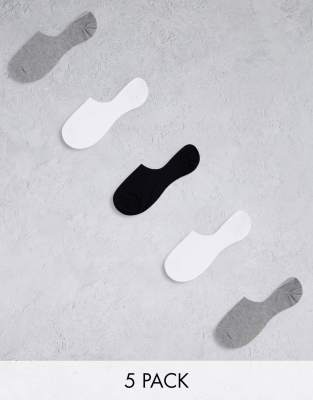 ASOS DESIGN 5 pack invisible liner sock in monochrome save - ASOS Price Checker