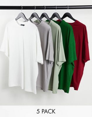 Homme Lot de 5 t-shirts oversize en tissu biologique