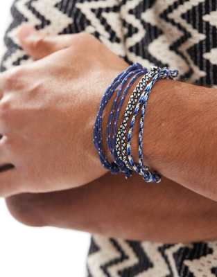 ASOS DESIGN - Lot de 5 bracelets en cordon - Bleu marine