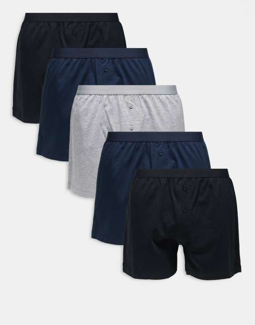 ASOS DESIGN - Lot de 5 caleçons en jersey - Multicolore