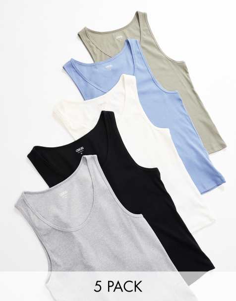 ASOS DESIGN - Lot de 5 débardeurs basiques moulants côtelés - Multicolores - view 1