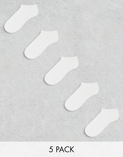 ASOS DESIGN - Lot de 5 paires de chaussettes de sport - Blanc