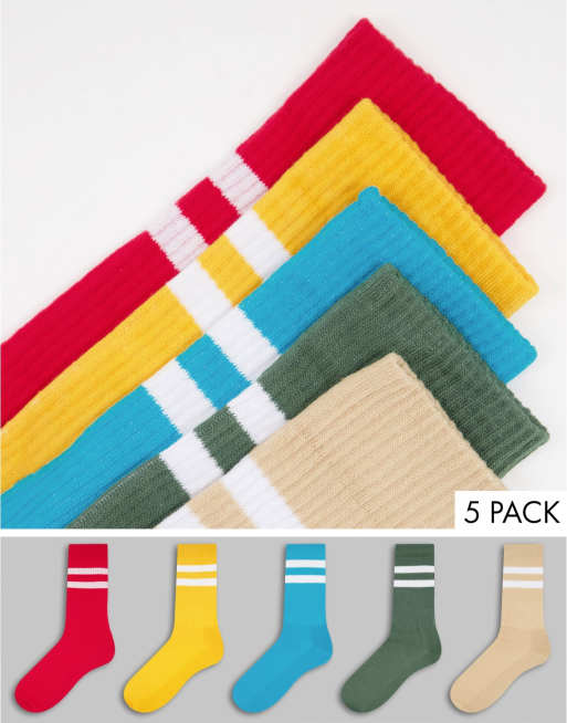 ASOS DESIGN - Lot de 5 paires de chaussettes d'été effet color block