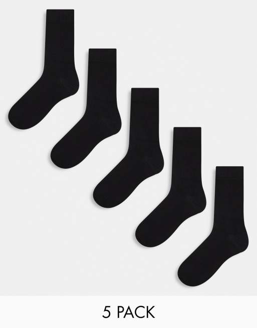 ASOS DESIGN - Lot de 5 paires de socquettes en coton majoritaire - Noir