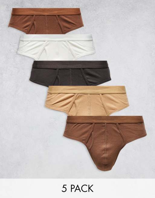 ASOS DESIGN - Lot de 5 slips côtelées - Multicolore