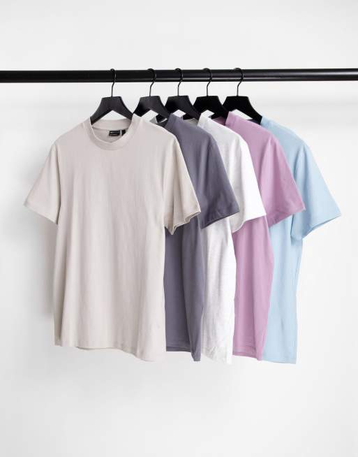 ASOS DESIGN - Lot de 5 t-shirts ras de cou en coton - Multicolore