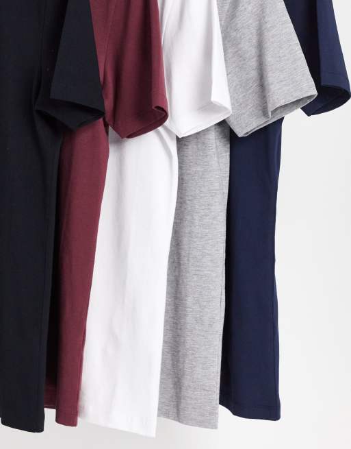 ASOS DESIGN - Lot de 5 t-shirts ras de cou moulants - Multiples couleurs , 3 de 4