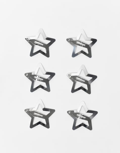 ASOS DESIGN - Lot de 6 barrettes à cheveux avec étoiles - Argenté - view 1