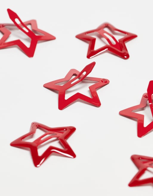 20 Barrettes à Cheveux étoile Rouge - Alliage Doux - Accessoire Coiffure Cool Pour Filles, Femmes - Cadeau Saint-Valentin, Noël
