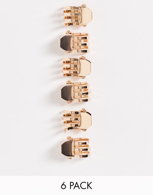 ASOS DESIGN - Lot de 6 petites pinces à cheveux - Doré