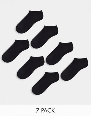 ASOS DESIGN 7 pack trainer socks in black - ASOS Price Checker