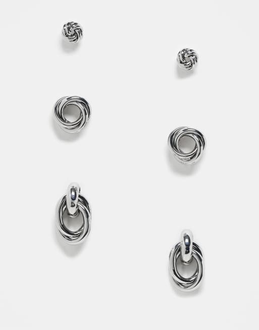 ASOS DESIGN - Lot de boucles d'oreilles nœud - Argenté