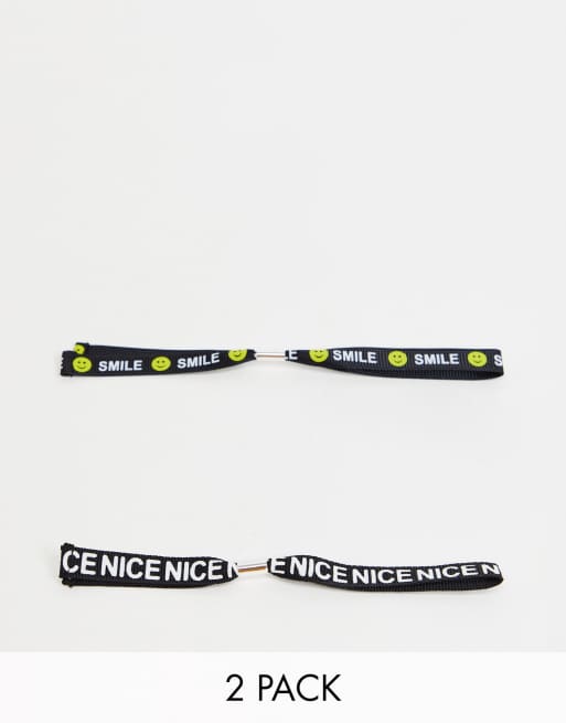 ASOS DESIGN - Lot de bracelets en tissu - Noir