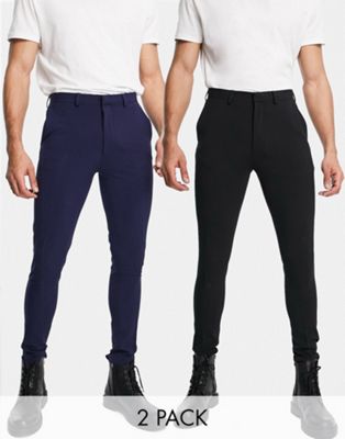 Pantalons et chinos Lot de pantalons habillés super ajustés - Noir et bleu marine
