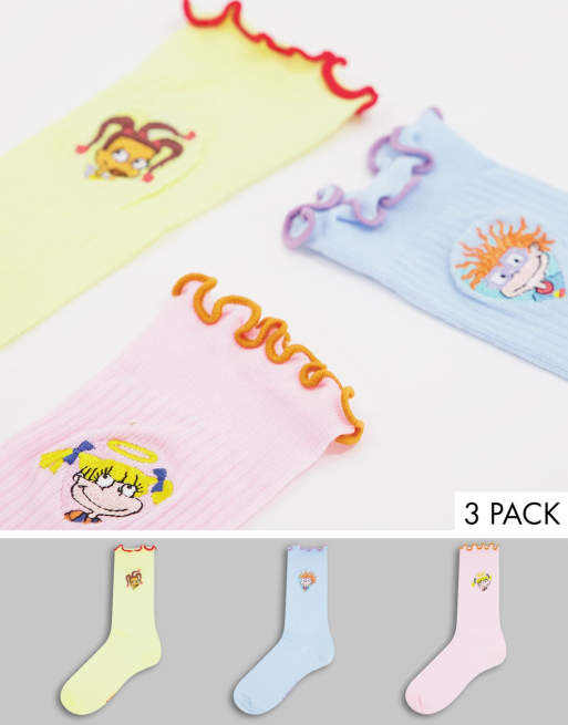 ASOS DESIGN - Lot de 3 paires de chaussettes Les Razmoket à volant - Multicolore