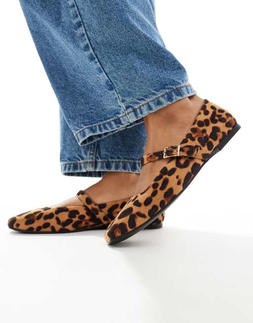 ASOS DESIGN - Lottie - Mary Jane-ballerinaer med leopardprint