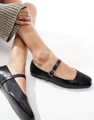 ASOS DESIGN - Lottie - Mary-Jane-Ballerinas in Schwarz