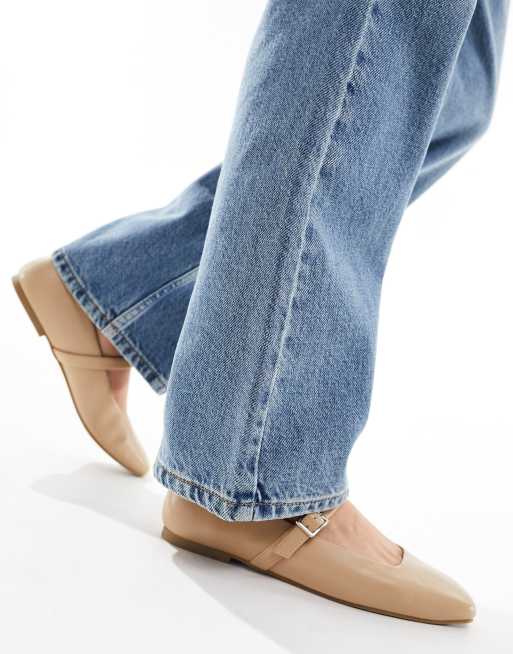 ASOS DESIGN Lottie Mary Jane Ballet Flats in Beige ASOS