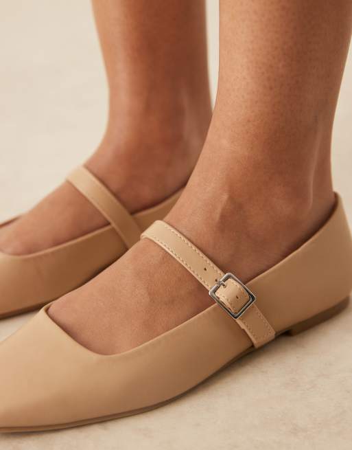 ASOS DESIGN Lottie mary jane ballet flats in beige