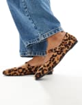 [ASOS DESIGN] ASOS DESIGN Lottie Mary Jane ballet flats in leopard suedette-Multi 42 LEOPARD